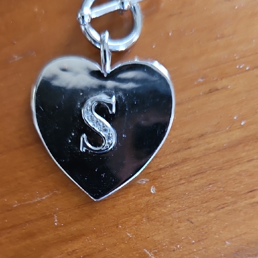Melinda Maria Silver Love Letters Heart Necklace Initial S